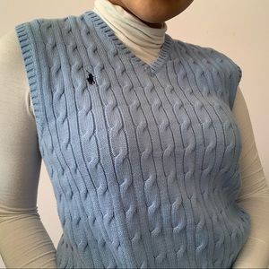 Baby Blue Ralph Lauren Cable-knit Sweater Vest
